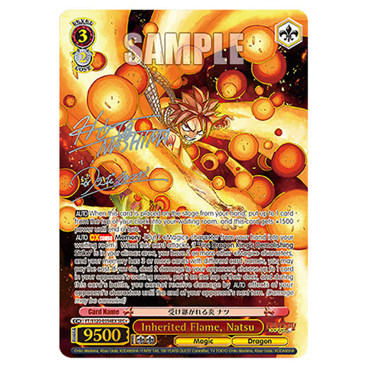 Inherited Flame, Natsu FT/S120-E054EX card from the Weiss Schwarz set Fairy Tail 100 Years Quest