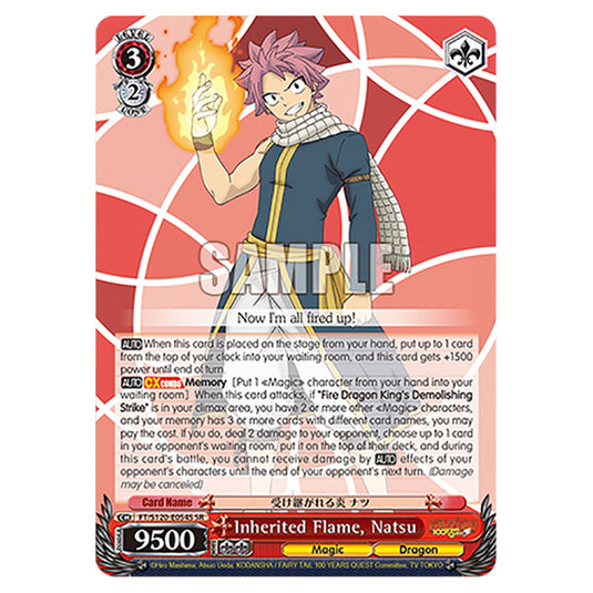 Inherited Flame, Natsu FT/S120-E054S card from the Weiss Schwarz set Fairy Tail 100 Years Quest