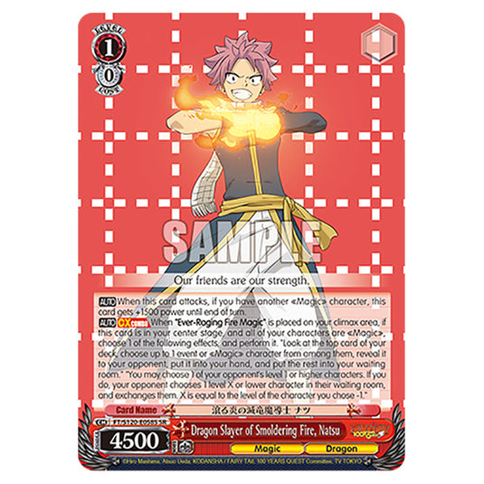 Dragon Slayer of Smoldering Fire, Natsu FT/S120-E058S card from the Weiss Schwarz set Fairy Tail 100 Years Quest