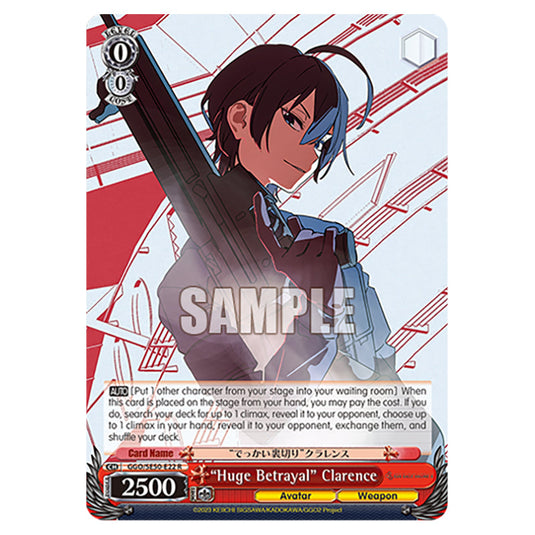 “Huge Betrayal” Clarence GGO/SE50-E22 card from the Weiss Schwarz set SAO Alternative - Gun Gale Online - 2 