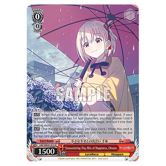 Encountering Tiny Bits of Happiness, Chisato Character card from the Weiss Schwarz set Lycoris Recoil - Premium Booster LRC/WE47-E15