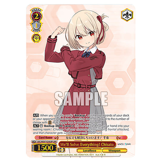 We'll Solve Everything! Chisato Character card from the Weiss Schwarz set Lycoris Recoil - Premium Booster LRC/WE47-E24LRP