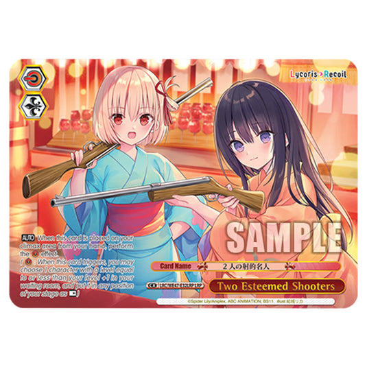 Two Esteemed Shooters Climax card from the Weiss Schwarz set Lycoris Recoil - Premium Booster LRC/WE47-E32LRP