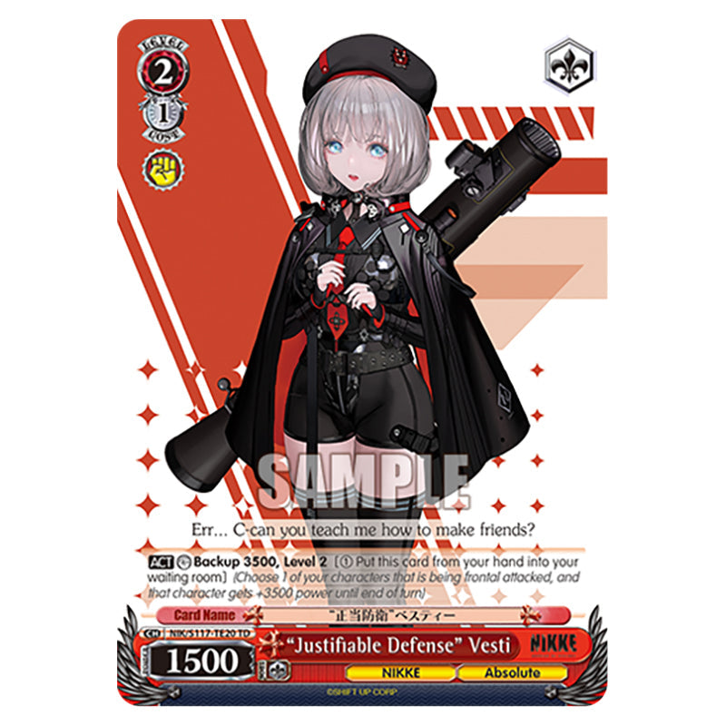 Nikke Cards Rapi Weiss Schwarz - GODDESS OF VICTORY: NIKKE - “Justifiable Defense” Vest