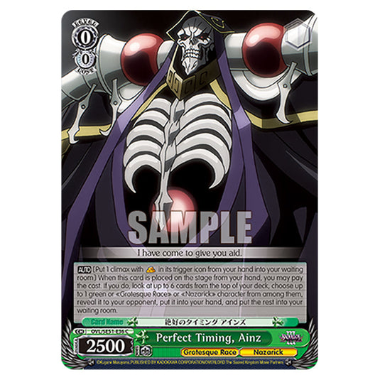 Perfect Timing, Ainz OVL/SE51-E36 card from the Weiss Schwarz set Nazarick: Tomb of the Undead Vol.3