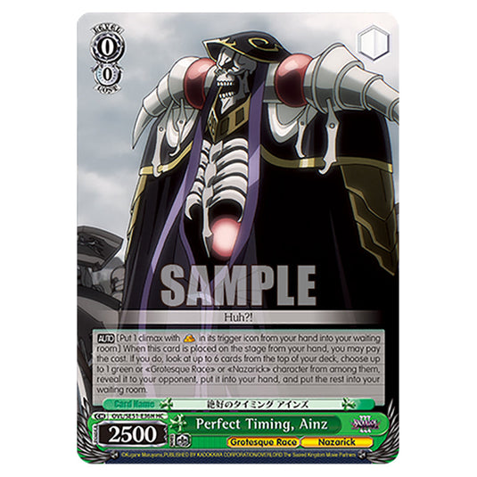 Perfect Timing, Ainz OVL/SE51-E36H card from the Weiss Schwarz set Nazarick: Tomb of the Undead Vol.3