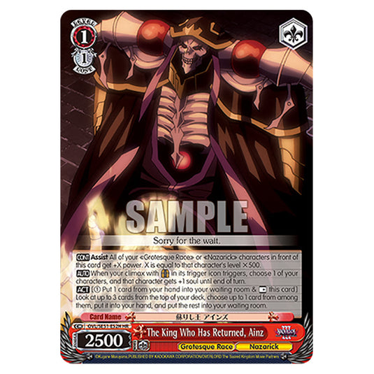 The King Who Has Returned, Ainz OVL/SE51-E52H card from the Weiss Schwarz set Nazarick: Tomb of the Undead Vol.3