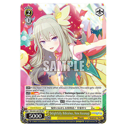 Delightfully Ridiculous, Nene Kusanagi PJS/S91-E014S card from the Weiss Schwarz set Hatsune Miku: Colourful Stage!