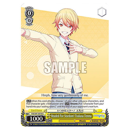 Headed For Stardom! Tsukasa Tenma PJS/S91-E018 card from the Weiss Schwarz set Hatsune Miku: Colourful Stage!