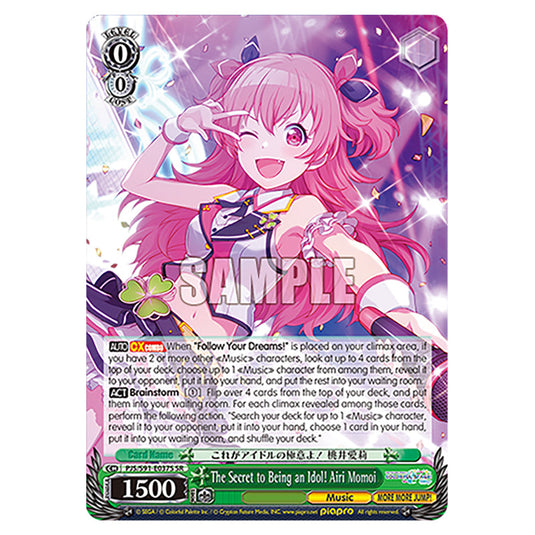 The Secret to Being an Idol! Airi Momoi PJS/S91-E037S card from the Weiss Schwarz set Hatsune Miku: Colourful Stage!