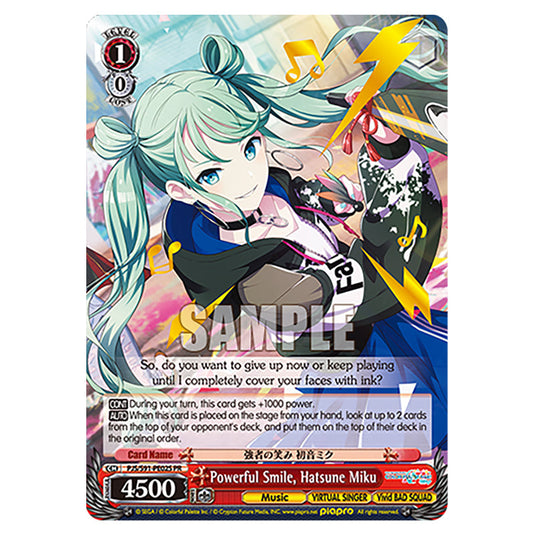 Powerful Smile, Hatsune Miku PJS/S91-PE02S card from the Weiss Schwarz set Hatsune Miku: Colourful Stage!
