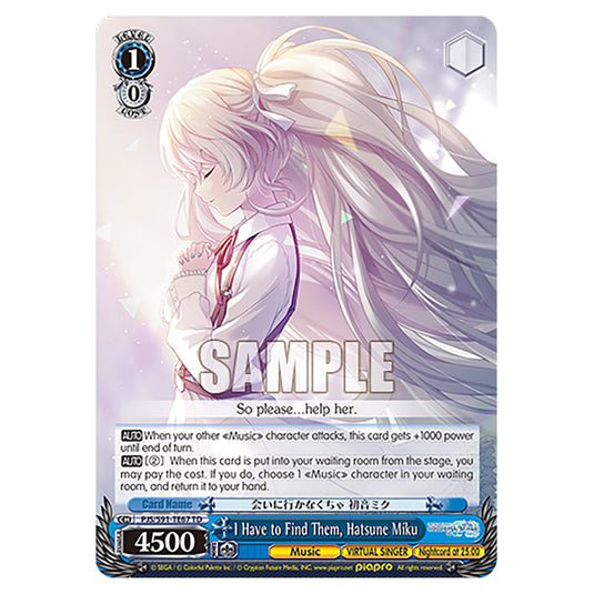 I Have to Find Them, Hatsune Miku PJS/S91-TE67 card from the Weiss Schwarz set Hatsune Miku: Colourful Stage!