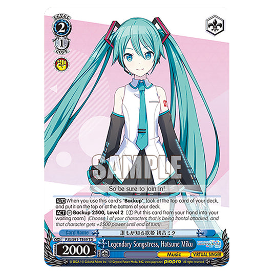 Legendary Songstress, Hatsune Miku PJS/S91-TE69 card from the Weiss Schwarz set Hatsune Miku: Colourful Stage!