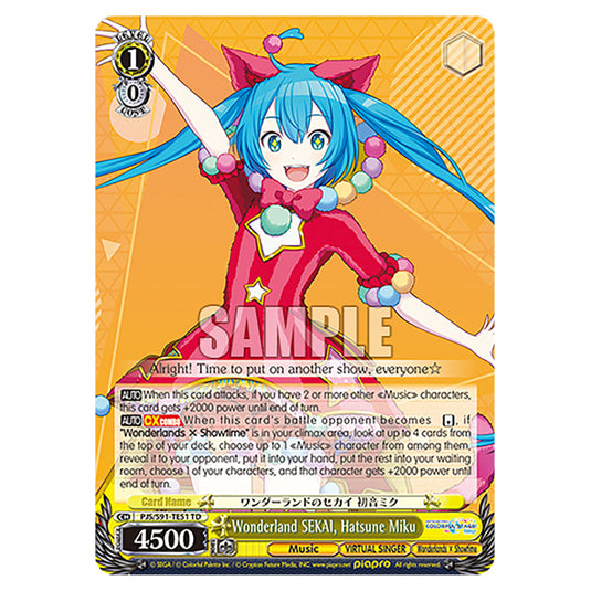 Wonderland SEKAI, Hatsune Miku PJS/S91-TE51 card from the Weiss Schwarz set Hatsune Miku: Colourful Stage!