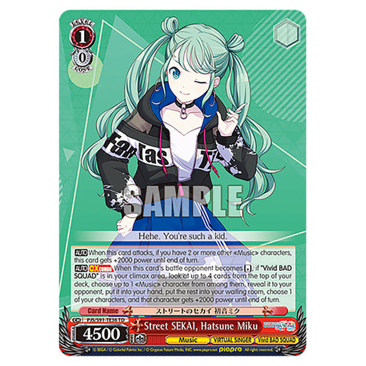 Street SEKAI, Hatsune Miku PJS/S91-TE36 card from the Weiss Schwarz set Hatsune Miku: Colourful Stage!