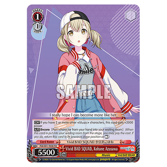 Vivid BAD SQUAD, Kohane Azusawa PJS/S91-TE38 card from the Weiss Schwarz set Hatsune Miku: Colourful Stage!