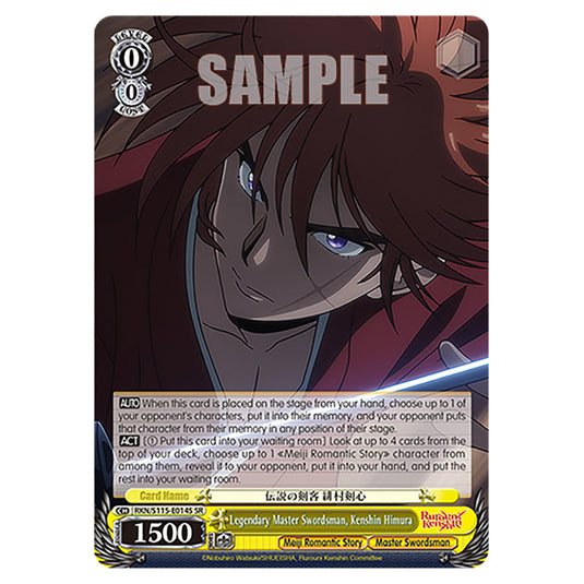 Legendary Master Swordsman, Kenshin Himura RKN/S115-E014S card from the Weiss Schwarz set Rurouni Kenshin