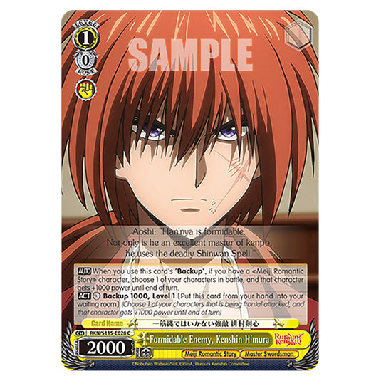 Formidable Enemy, Kenshin Himura RKN/S115-E028 card from the Weiss Schwarz set Rurouni Kenshin