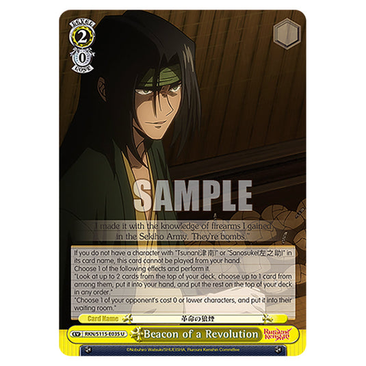 Beacon of a Revolution RKN/S115-E035 card from the Weiss Schwarz set Rurouni Kenshin