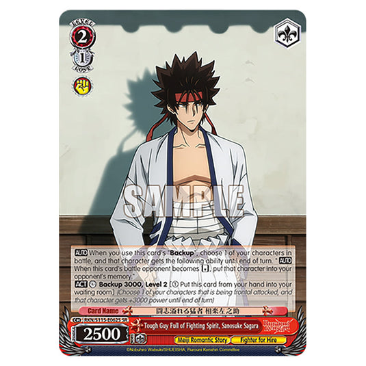 Tough Guy Full of Fighting Spirit, Sanosuke Sagara RKN/S115-E062S card from the Weiss Schwarz set Rurouni Kenshin