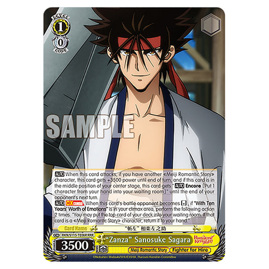 “Zanza” Sanosuke Sagara RKN/S115-TE06R card from the Weiss Schwarz set Rurouni Kenshin