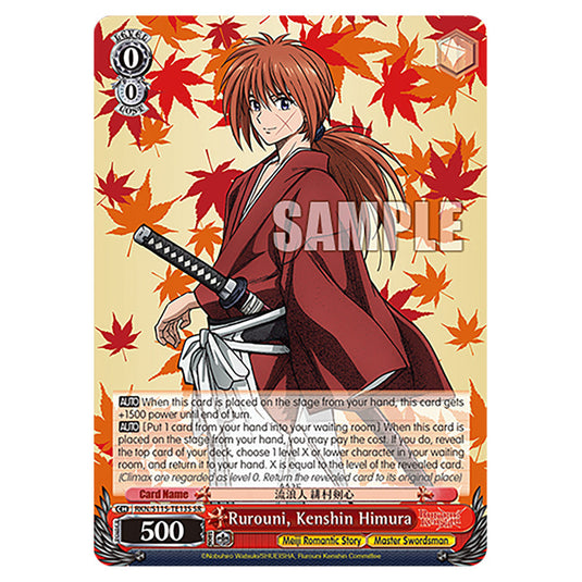 Rurouni, Kenshin Himura RKN/S115-TE13S card from the Weiss Schwarz set Rurouni Kenshin
