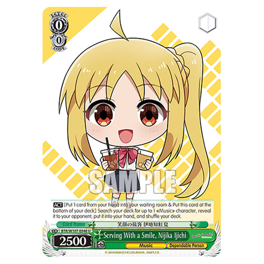 Serving With a Smile, Nijika Ijichi card from the Weiss Schwarz set Bocchi The Rock!