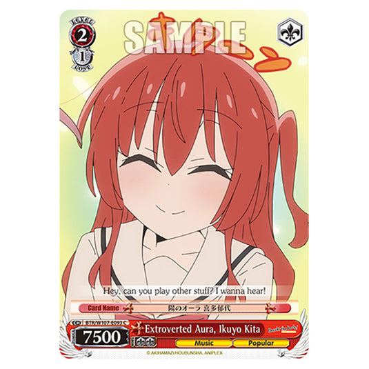 Extroverted Aura, Ikuyo Kita card from the Weiss Schwarz set Bocchi The Rock!