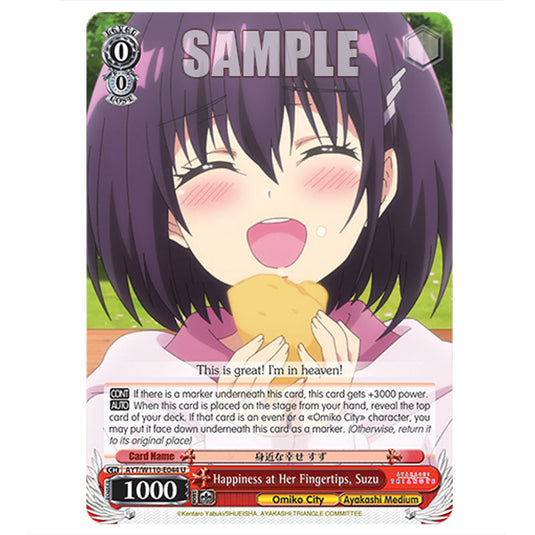 Happiness at Her Fingertips, Suzu AYT/W110-E044 card from the Weiss Schwarz set Ayakashi Triangle