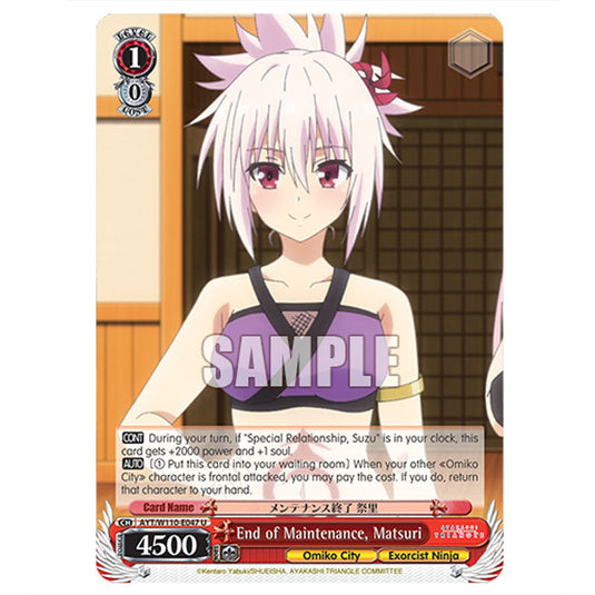 End of Maintenance, Matsuri AYT/W110-E047 card from the Weiss Schwarz set Ayakashi Triangle