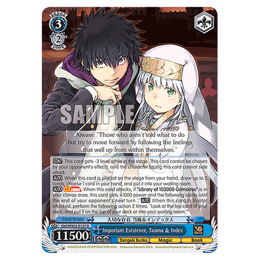 Important Existence, Touma & Index Gid/WS02-E127 card from the Weiss Schwarz set Dengeki Bunko