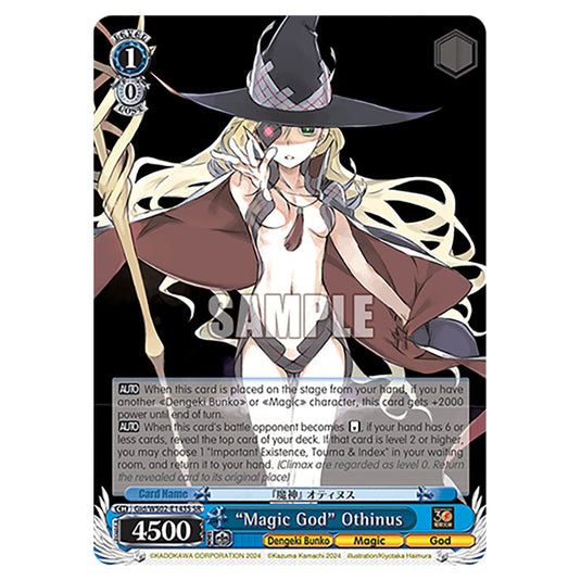 "Magic God" Othinus Gid/WS02-E143S card from the Weiss Schwarz set Dengeki Bunko