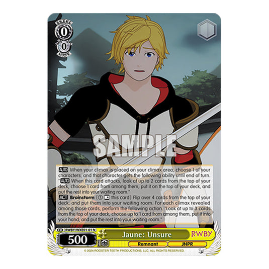 Jaune: Unsure RWBY/WXE01-01 card from the Weiss Schwarz set RWBY Volume 4