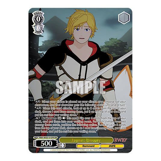 Jaune: Unsure RWBY/WXE01-01OFR card from the Weiss Schwarz set RWBY Volume 4