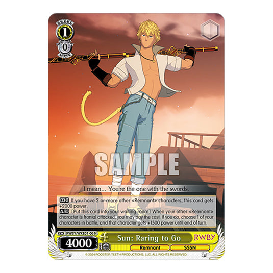 Sun: Raring to Go RWBY/WXE01-06 card from the Weiss Schwarz set RWBY Volume 4