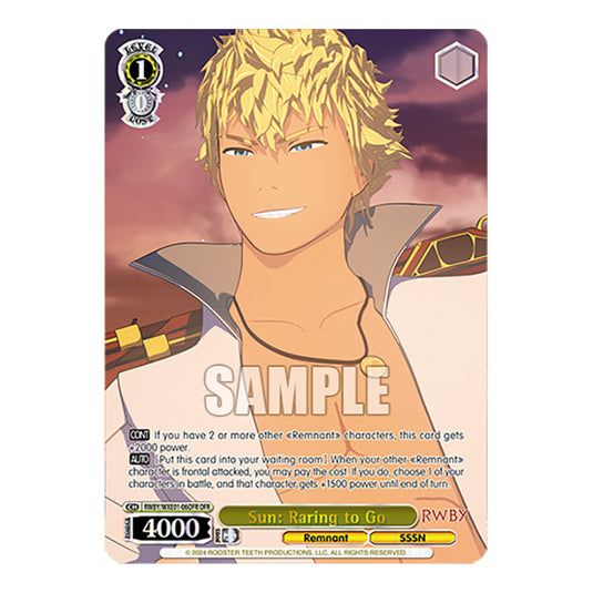 Sun: Raring to Go RWBY/WXE01-06OFR card from the Weiss Schwarz set RWBY Volume 4