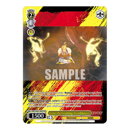 Sun: Activating Semblance RWBY/WXE01-08OFR card from the Weiss Schwarz set RWBY Volume 4