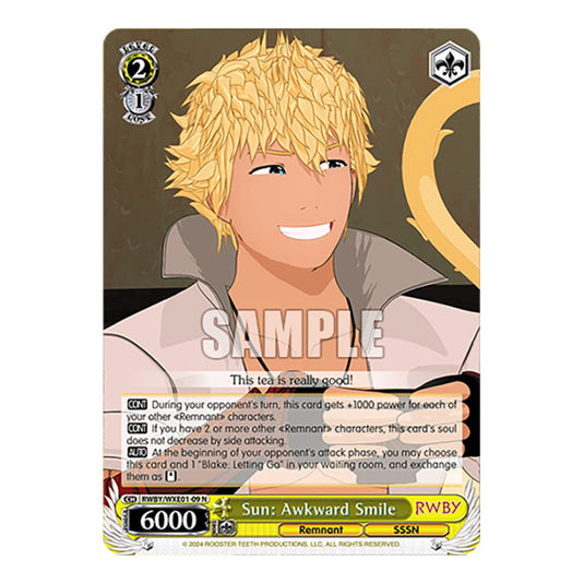 Sun: Awkward Smile RWBY/WXE01-09 card from the Weiss Schwarz set RWBY Volume 4