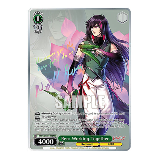 Ren: Working Together RWBY/WXE01-17SP card from the Weiss Schwarz set RWBY Volume 4