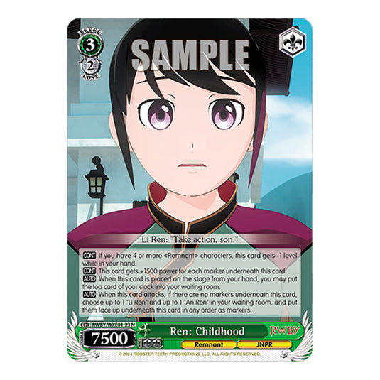 Ren: Childhood RWBY/WXE01-23 card from the Weiss Schwarz set RWBY Volume 4