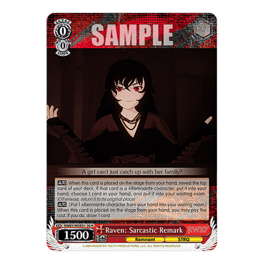 Raven: Sarcastic Remark RWBY/WXE01-30 card from the Weiss Schwarz set RWBY Volume 4