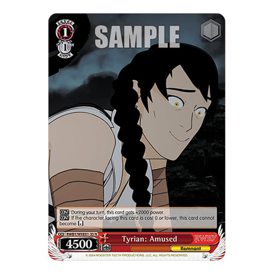 Tyrian: Amused RWBY/WXE01-35 card from the Weiss Schwarz set RWBY Volume 4