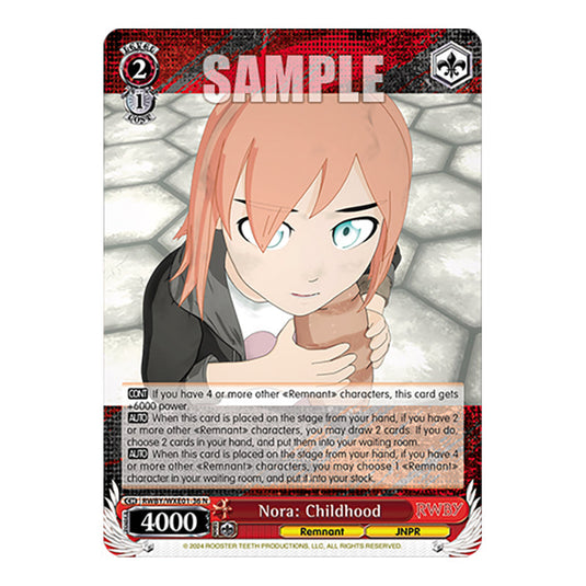 Nora: Childhood RWBY/WXE01-36 card from the Weiss Schwarz set RWBY Volume 4