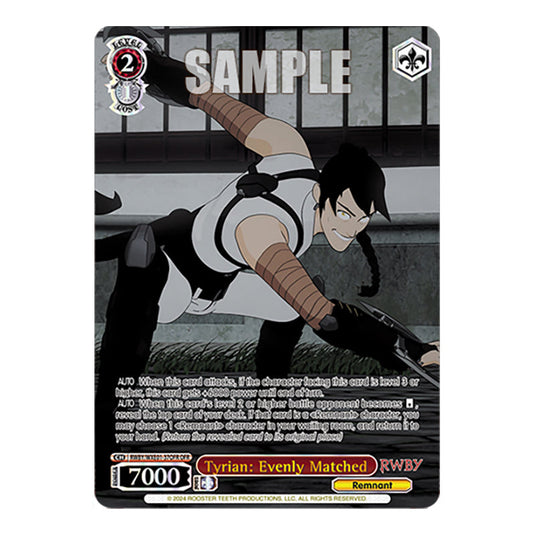 Tyrian: Evenly Matched RWBY/WXE01-37OFR card from the Weiss Schwarz set RWBY Volume 4