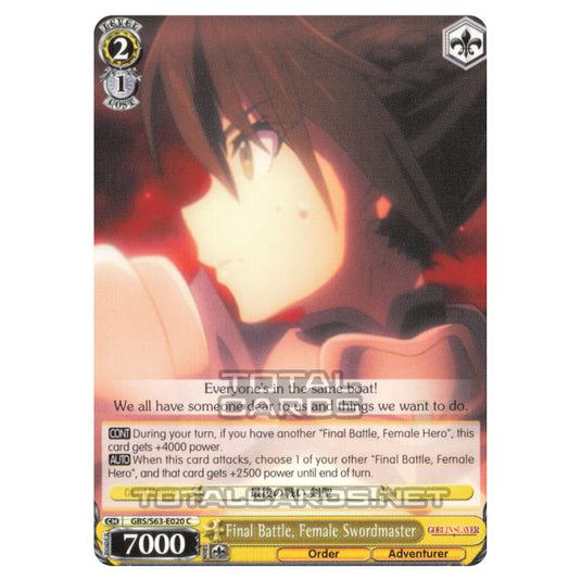 Weiss Schwarz - Goblin Slayer - Final Battle, Female Swordmaster (C) GBS/S63-E020