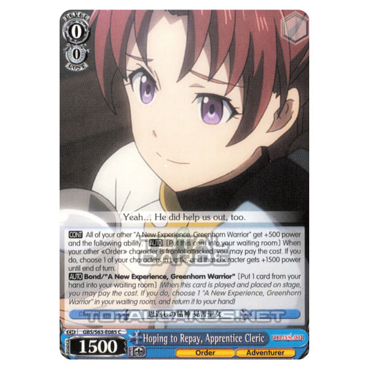 Weiss Schwarz - Goblin Slayer - Hoping to Repay, Apprentice Cleric (C) GBS/S63-E085