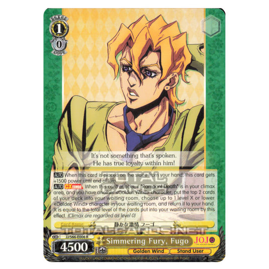 Weiss Schwarz - JoJo's Bizarre Adventure - Golden Wind - Simmering Fury, Fugo (Rare) JJ/S66-E006