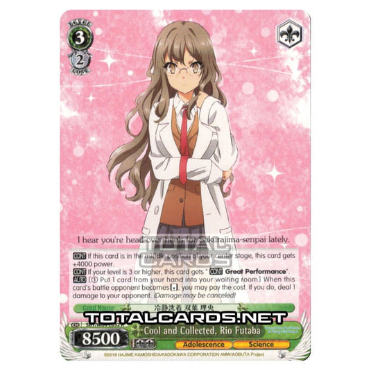 Weiss Schwarz - Rascal Does Not Dream of Bunny Girl Senpai - Cool and Collected, Rio Futaba (Rare) SBY/W64-E032