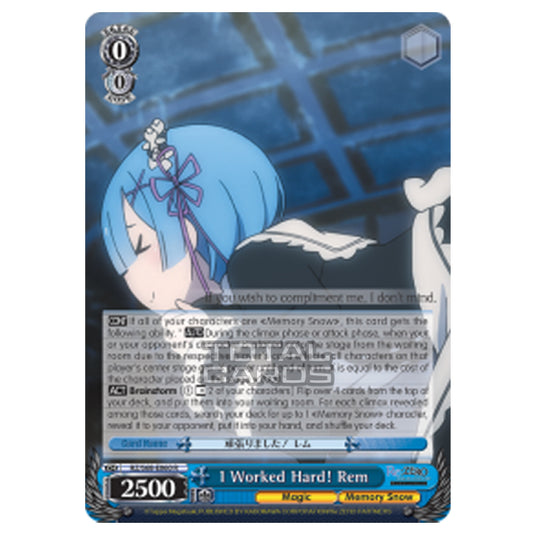 Weiss Schwarz - Re:ZERO - Starting Life in Another World - Memory Snow - I Worked Hard! Rem (Rare) RZ/S68-E060