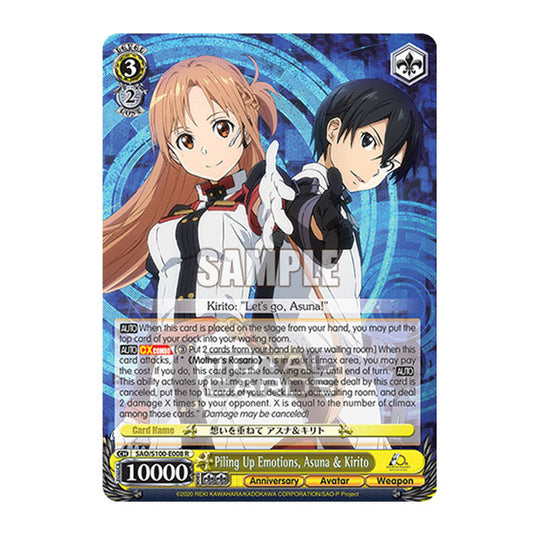 Weiss Schwarz - Sword Art Online - 10th Anniversary - Piling Up Emotions, Asuna & Kirito (R) SAO/S100-E008